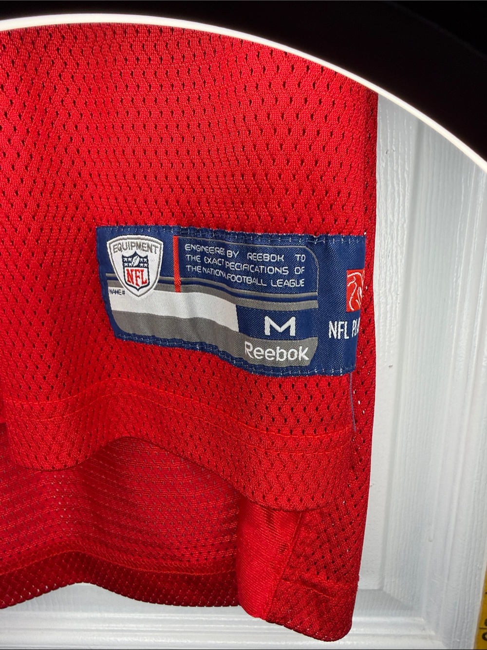 Reebok Men’s Red Football Jersey with White & Blue Accents #12 - Picture 2 of 6